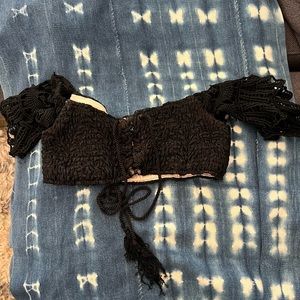 Sky lace black bikini top